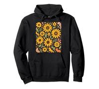 Groovy Girasole Boho Fiori Hippie Retro 60s 70s Floreale Felpa con Cappuccio
