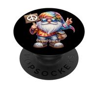 Groovy Gnome Dad In Rainbow Hippie Bandana With Peace Sign PopSockets PopGrip Adesivo