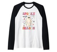 Groovy Halloween Carino Fantasma Spooky Stagione Maglia con Maniche Raglan