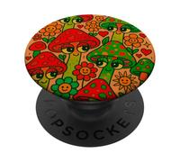 Groovy Happy Mushroom Garden con volti e fiori Kawaii PopSockets PopGrip Adesivo