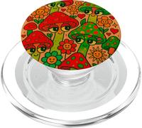 Groovy Happy Mushroom Garden con volti e fiori Kawaii PopSockets PopGrip per MagSafe