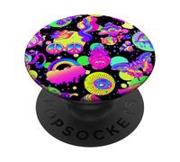 Groovy Hippie Icon Pattern Retro Colorato Estetica PopSockets PopGrip Adesivo