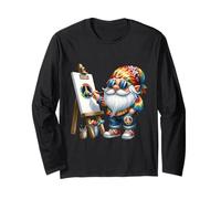 Groovy Hippie with Rainbow Hippie Bandana Paints Peace Sign Maglia a Manica