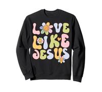 Groovy Love Like Jesus Religious God Christian Graphic Felpa