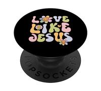 Groovy Love Like Jesus Religious God Christian Graphic PopSockets PopGrip Adesivo