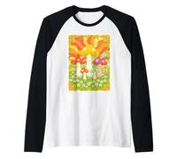 Groovy Mushroom Meadow Anni '70 Stile retrò Flower Power Maglia con Maniche Raglan