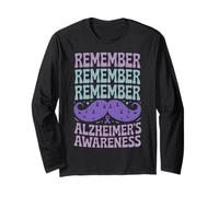 Groovy Mustache Remember Alzheimer Awareness Men Maglia a Manica