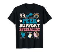 Groovy Peer Support Specialist Art per Uomini e Donne Maglietta con Stampa Grafica Economica, Uomo, Nero, L