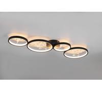 Plafoniera GROOVY LED 4 cerchi con decori gemme trasparenti nera 642110432
