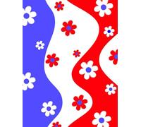 Groovy Red, White & Blue Floral Wide Ruled Notebook Journal - 110 Pages | Ideal Notepad for Kids, Teens & Women | Perfect Gift for Military Families, Moms, Spouses & Proud Americans