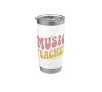 Groovy Retro Daisy Music Teacher Bicchiere termico in acciaio inox doppia parete