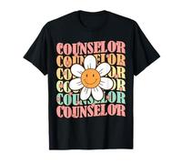 Groovy School Counselor Cute Daisy Flower Torna a Scuola Maglietta