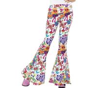 Groovy Svasato Pantaloni Donna Hippy 1960s Accessorio Vestito Svasati