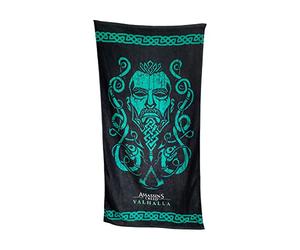 GROOVY Uk Assassin's Creed Eivor Valhalla - Asciugamano da bagno, 150 x 75 cm, colore: Nero
