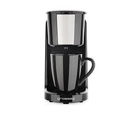 grossag Caffettiera singola 1322 KA 8.17 nera in acciaio inossidabile -1 tazza caffettiera da 150 ml filtro permanente 380W