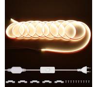 Großcat Striscia LED COB 220V 10M Esterno Impermeabile, 288 LED/m, Bianca Calda da 3000K senza trasformatore, nastro LED flessibile e tagliabile con interruttore per decorazioni domestiche, cucina, tv