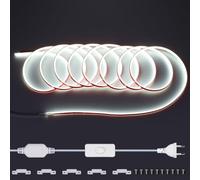 Großcat Striscia LED COB 220V 10M Esterno Impermeabile, 288 LED/m, Bianco freddo da 6000K senza trasformatore, nastro LED flessibile e tagliabile con interruttore per decorazioni domestiche, cucina
