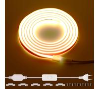 Großcat Striscia LED COB 220V 2M Esterno Impermeabile, 288 LED/m, Bianca Calda da 3000K senza trasformatore, nastro LED flessibile e tagliabile con interruttore per decorazioni domestiche, cucina, tv