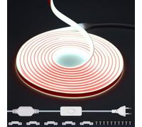 Großcat Striscia LED COB 220V 5M Esterno Impermeabile, 288 LED/m, Bianco freddo da 6000K senza trasformatore, nastro LED flessibile e tagliabile con interruttore per decorazioni domestiche, cucina, tv