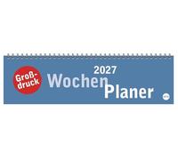 Großdruck Wochenquerplaner 2027: Praktischer Tischquerkalender mit extra großer Schrift. Schlichter Tischkalender 2027 fürs Büro. Wochenplaner für den Schreibtisch.