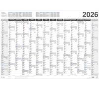 Großer Wandtimer 2026: 14 Monate (Dezember 2025 - Januar 2026), Ferientermine und Feiertage, 97 x 67 cm