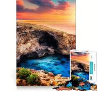 Grotta marina al tramonto a Malta, paesaggio Puzzle da 1000 pezzi per adolescenti, rompicapo, gioco rilassante, taglio premium, regalo di Natale (38x52cm)