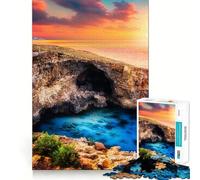 Grotta marina al tramonto a Malta, paesaggio, puzzle per adolescenti, 1000 pezzi, rompicapo rilassante, immagine da assemblare, regalo affettuoso (50x75cm)