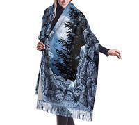 Grotta Oscura Con La Luna Piena Gotica Sciarpe Lunghe Da Donna Classiche Scialle Morbido Foulard Con Nappe Elegante Sciarpa Con Nappe
