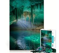 Grotta sottomarina con stalattiti e luci - Puzzle da 1000 pezzi per adulti - Gioco divertente e di richiamo - Montaggio sicuro e stabile - Attività serale per tutta la famiglia (38x52cm)