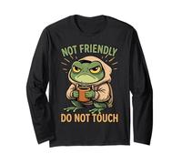 Grouchy Frog Non Amichevole Non Toccare caffè introverso Maglia a Manica