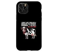 Grouchy Old Woman Cow Full Time Job Funny Tee Custodia per iPhone 11 Pro