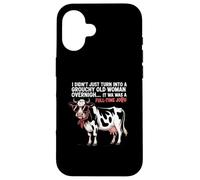Grouchy Old Woman Cow Full Time Job Funny Tee Custodia per iPhone 16