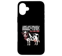 Grouchy Old Woman Cow Full Time Job Funny Tee Custodia per iPhone 16 Plus
