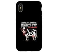 Grouchy Old Woman Cow Full Time Job Funny Tee Custodia per iPhone X/XS