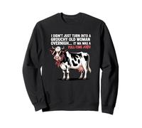 Grouchy Old Woman Cow Full Time Job Funny Tee Felpa