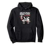 Grouchy Old Woman Cow Full Time Job Funny Tee Felpa con Cappuccio