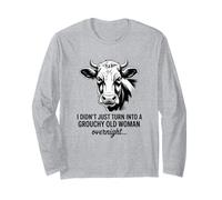 Grouchy Old Woman Cow Monochrome Sarcastic Quote Maglia a Manica