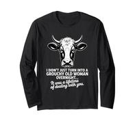 Grouchy Old Woman Cow Sarcastic Lifetime Humor Maglia a Manica