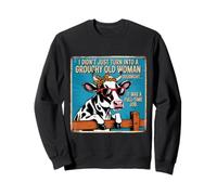 Grouchy Old Woman Cow Vintage Sign Farm Humor Felpa