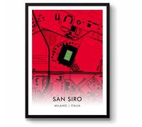 GroundDesigns AC MILAN Football Gift SAN SIRO Stadio Giuseppe Meazza Italia 90 Stadio Art Map A3 Stampa