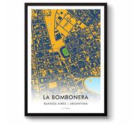 GroundDesigns BOCA JUNIORS - Stampa artistica con mappa dello stadio La Bombonera, formato A3, senza cornice, motivo: Buenos Aires Argentina