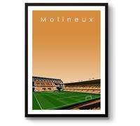 GroundDesigns WOLVERHAMPTON WANDERERS - Stampa artistica da stadio MOLINEUX Wolves FC senza cornice, formato A3, WWFC