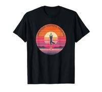 Grounded Grateful Crescente Yoga Ragazza Vintage Tramonto Maglietta