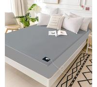Grounding Fitted Sheet, lenzuolo con angoli di messa a terra, foglio Conductive Sheet with Silver Fiber Therapy for Better Sleep Reduce Stress Pain (grigio, 193 x 203 x 38 cm)