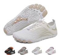 Grounding Shoes with Copper for Men Women, Waterproof Non-Slip Barefoot Hiking & Outdoor Shoes, Quick-Dry, Wide Toe, Orthopedic Comfort for Travel, Beach, & Trail Running (H02-White,38.5)