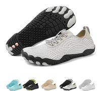 Grounding Shoes with Copper for Men Women, Waterproof Non-Slip Barefoot Hiking & Outdoor Shoes, Quick-Dry, Wide Toe, Orthopedic Comfort for Travel, Beach, & Trail Running (H01-Gray,38.5)