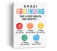 Grounding Techniques Poster - Mindfulness & Coping Skills Chart, Therapy Office Wall Art for Counselor, Calming Corner, or School Psychologist(Unframed,16x24inch(40x60cm))