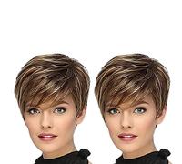 grounds 2X Short Parrucca Sintetica Diritta Parrucca Naturale Femminile per Il Gioco di Ruolo E La Parrucca Uso Quotidiano