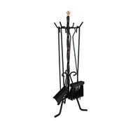 SET SERIE 4 ACCESSORI CAMINO FERRO BATTUTO PALETTA ATTIZZATOIO PINZA SCOPINO