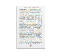 Group Names for Animals Poster Animal Collective Nouns Educational Chart Wildlife Terminology Canvas Print Wall Art for Bedroom Library Decor(Framed,08X12inch(20X30cm))